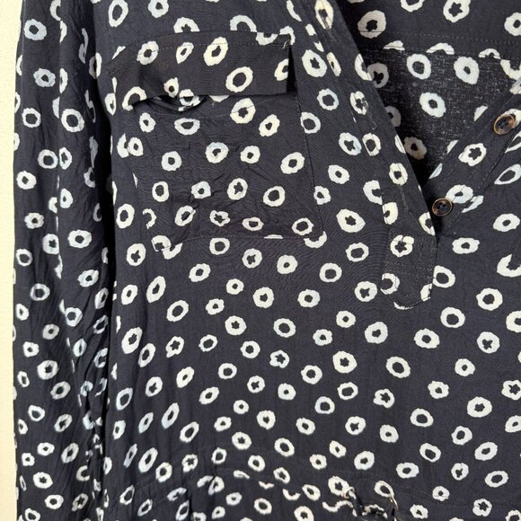 Ann Taylor LOFT Navy Blue/WHite Floral Tunic Dress Chinch Waist Petite Small - Picture 9 of 13